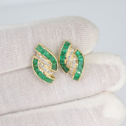 Emerald Stud Earring 14K Gold
