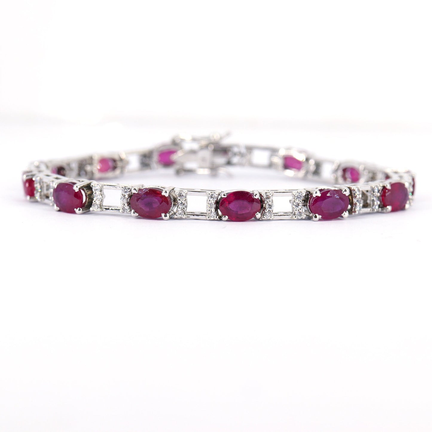 Ruby Cubic Zircon Bracelet Silver
