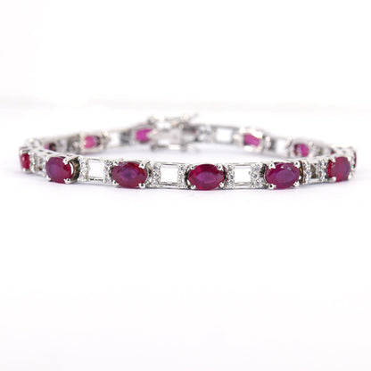 Ruby Cubic Zircon Bracelet Silver