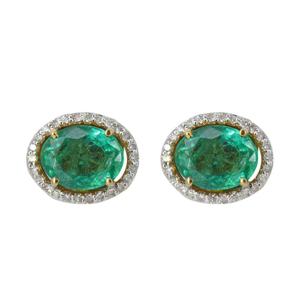 Halo Emerald Earring 18K Gold