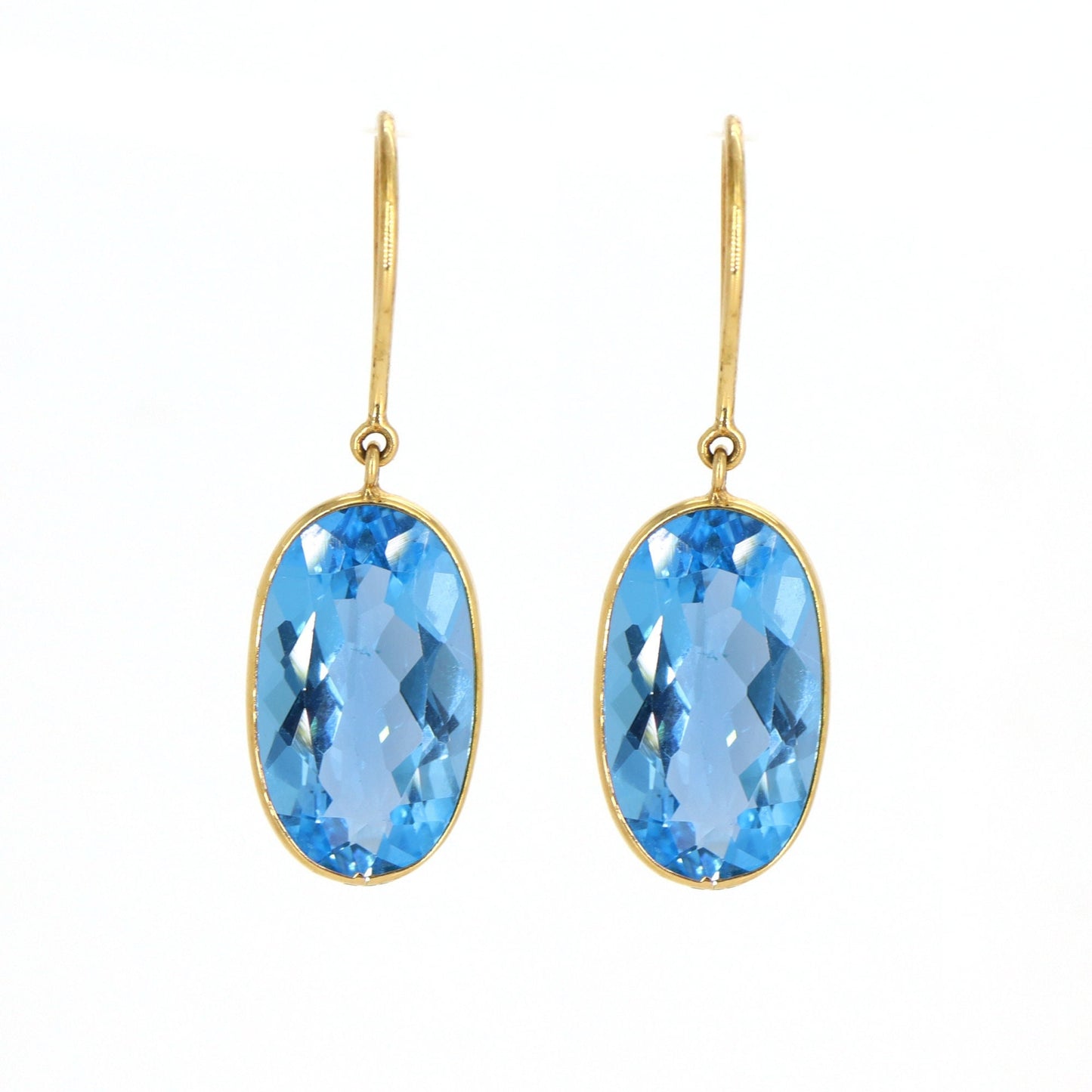 Oval Shape Blue Topaz Earring 18K Gold