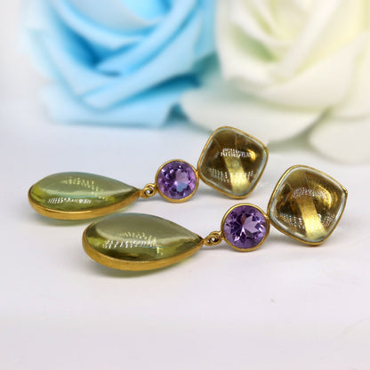 Green Amethyst Earring 18K Gold