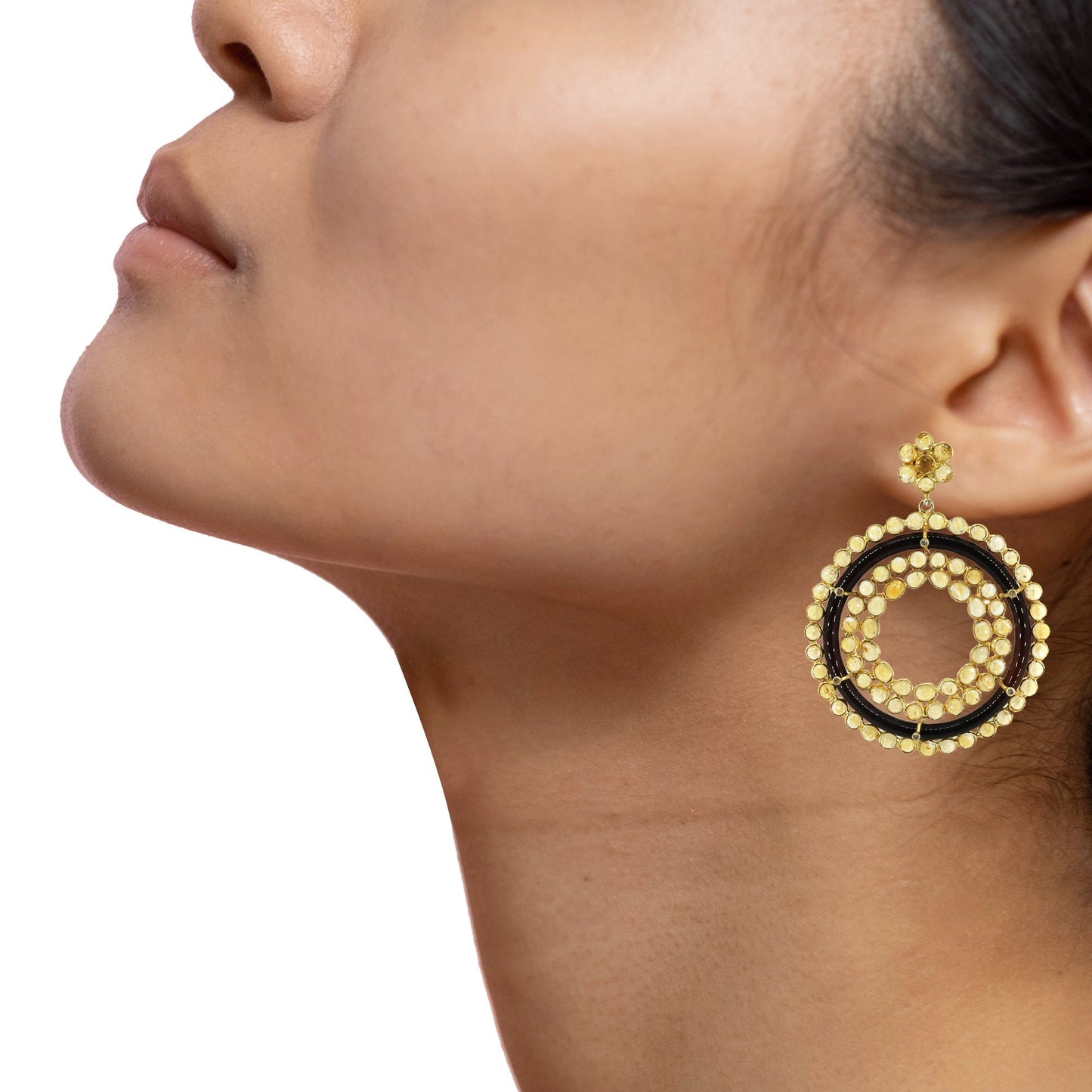 Elegant Vintage Black Onyx Citrine Victorian Style Earring