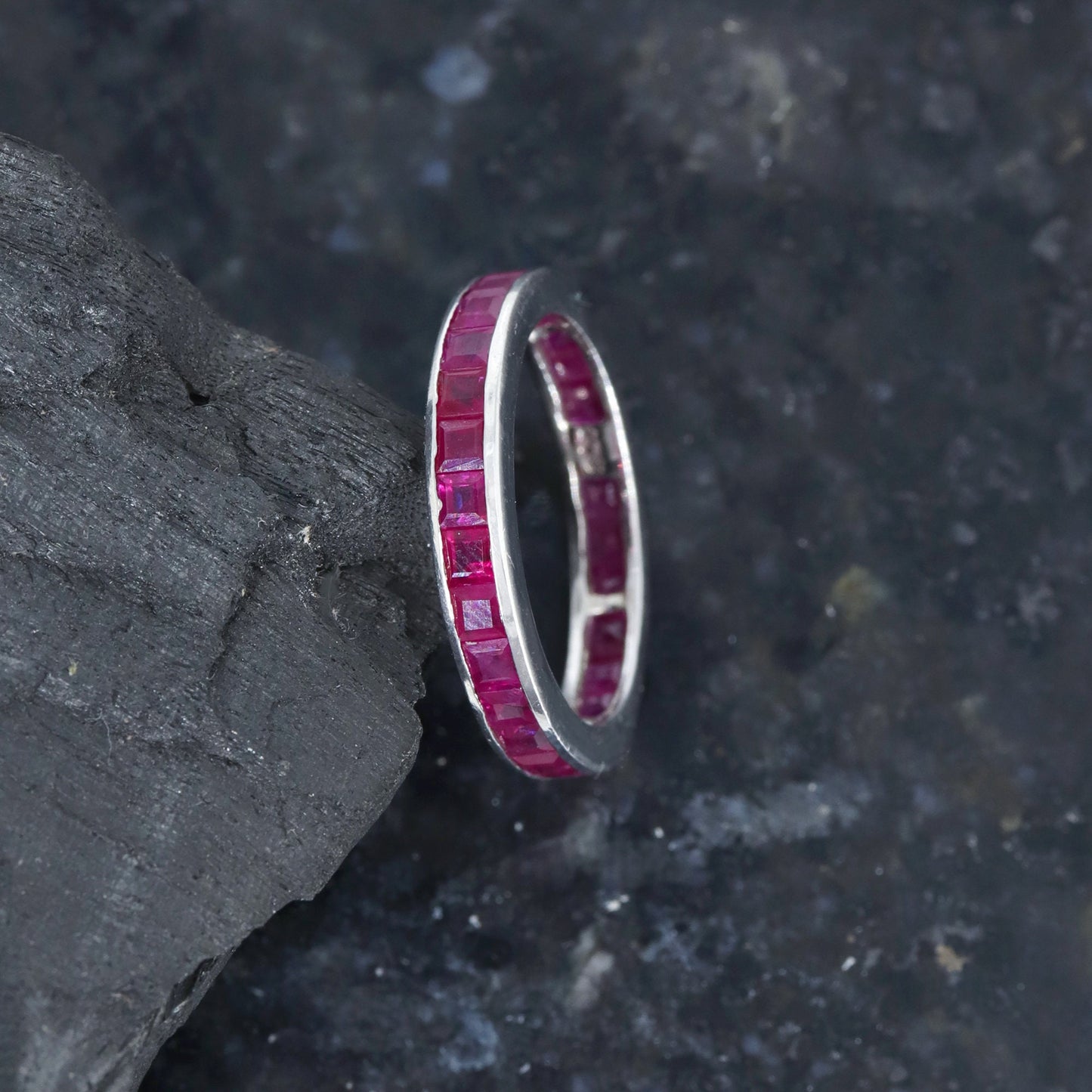 Full Eternity Band Ruby Ring Silver
