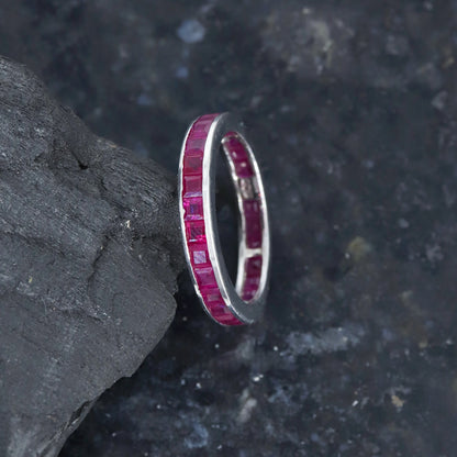 Full Eternity Band Ruby Ring Silver