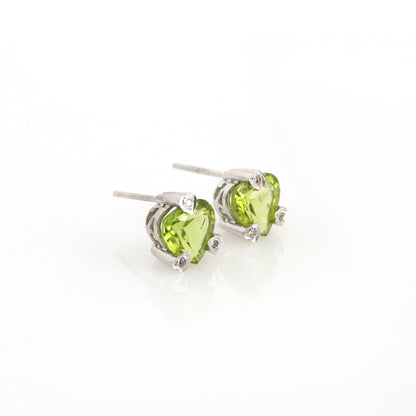 Heart Shape Green Gemstone Peridot Earring 14K Gold