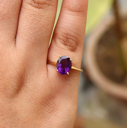 Purple Amethyst Ring 14K Gold