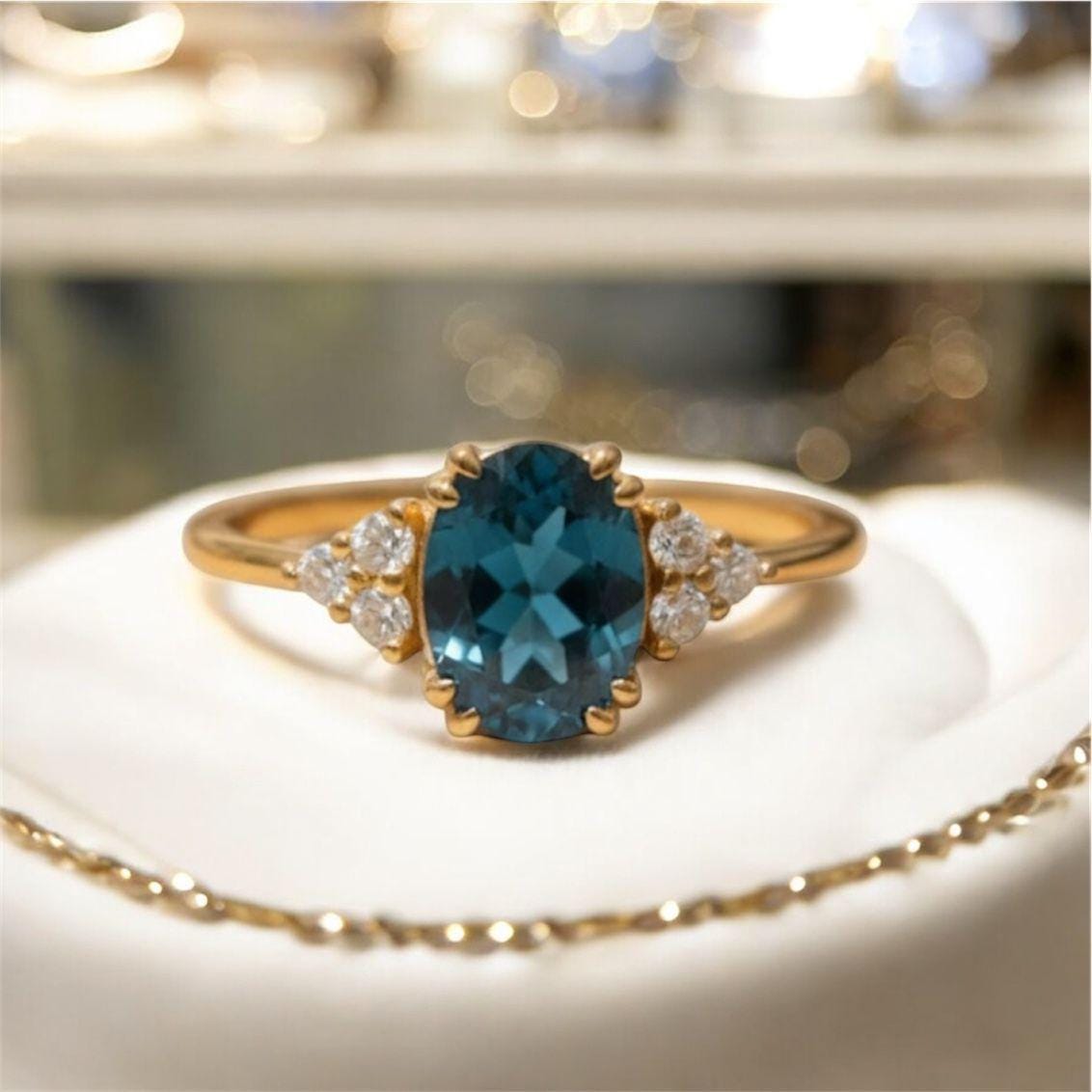 London Blue Topaz Ring 14K Gold