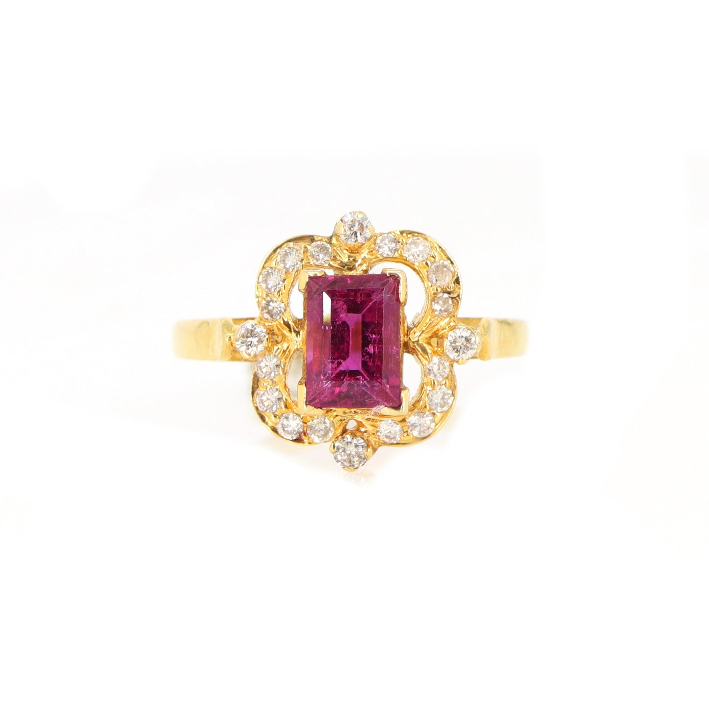 Rubellite Tourmaline & Yellow Ring 18K Gold