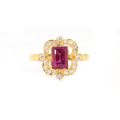 Rubellite Tourmaline & Yellow Ring 18K Gold
