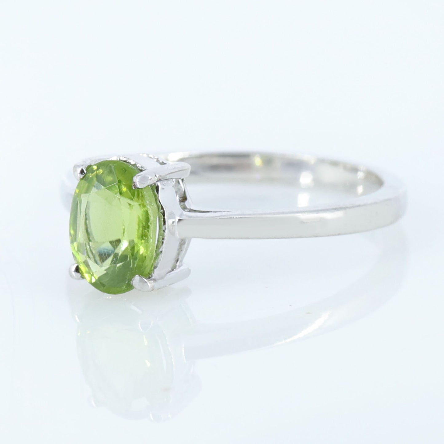 Oval Peridot Sterling Ring Silver