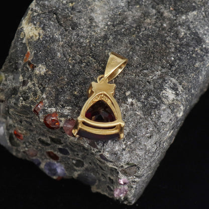 Trillion Cut Garnet Pendant 14K Gold