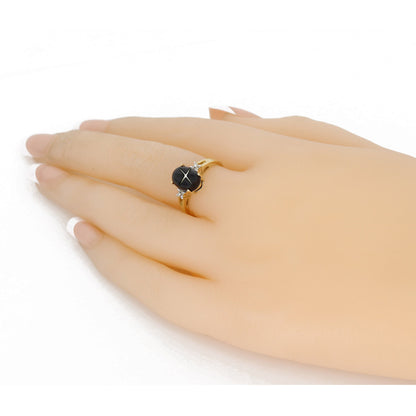 Yellow Black Star Ring 14K Gold