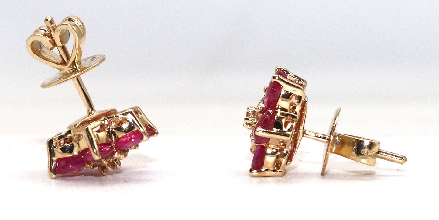 Ruby White Stud Earring 14K Gold