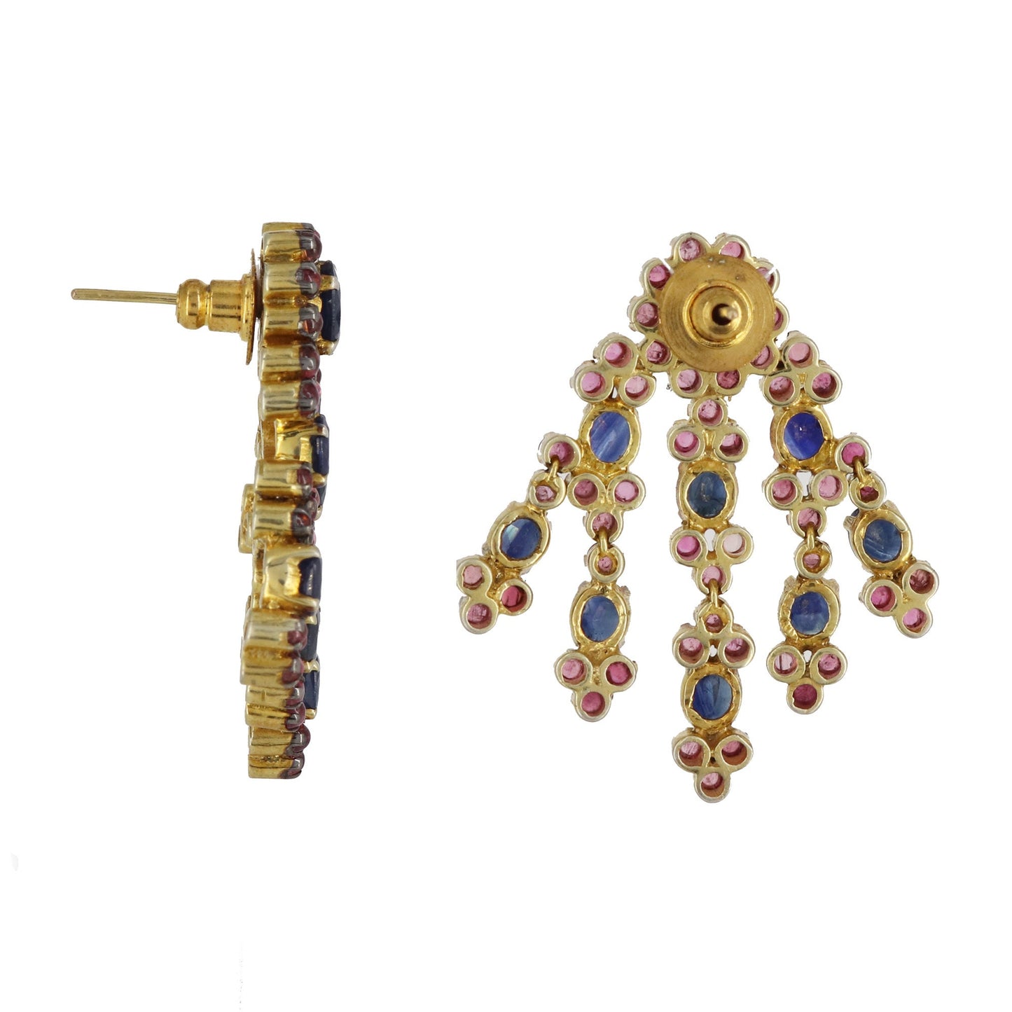 Blue Sapphire & Pink Tourmaline Earring