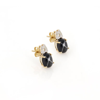 Mother'S Day Black Star Stud Earring 14K Gold