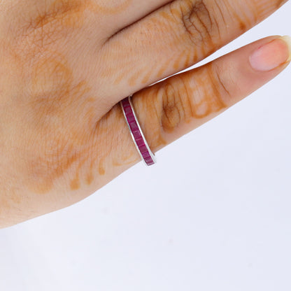 Full Eternity Band Ruby Ring Silver