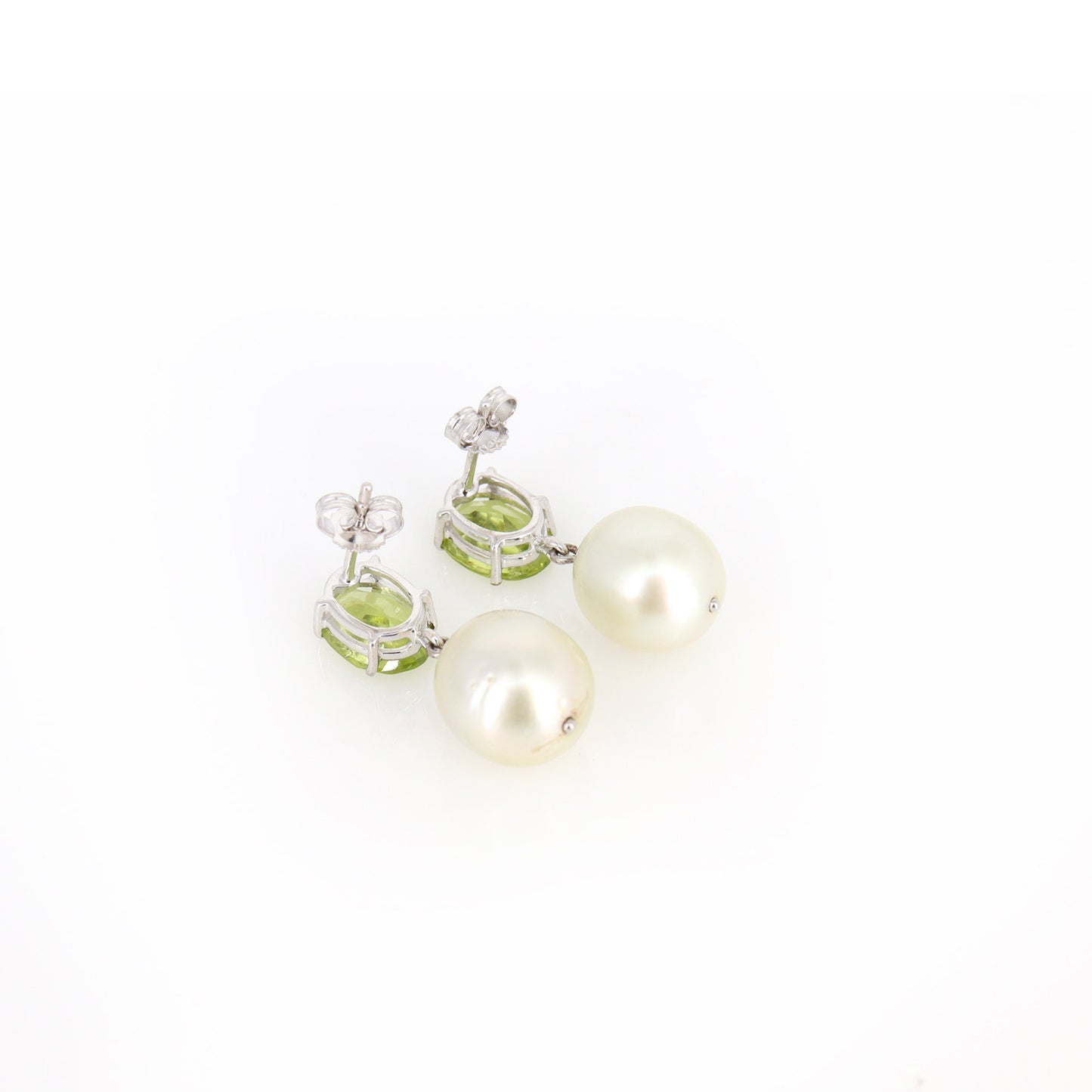 Greenn Peridot Pearl Drop Earring 14K Gold