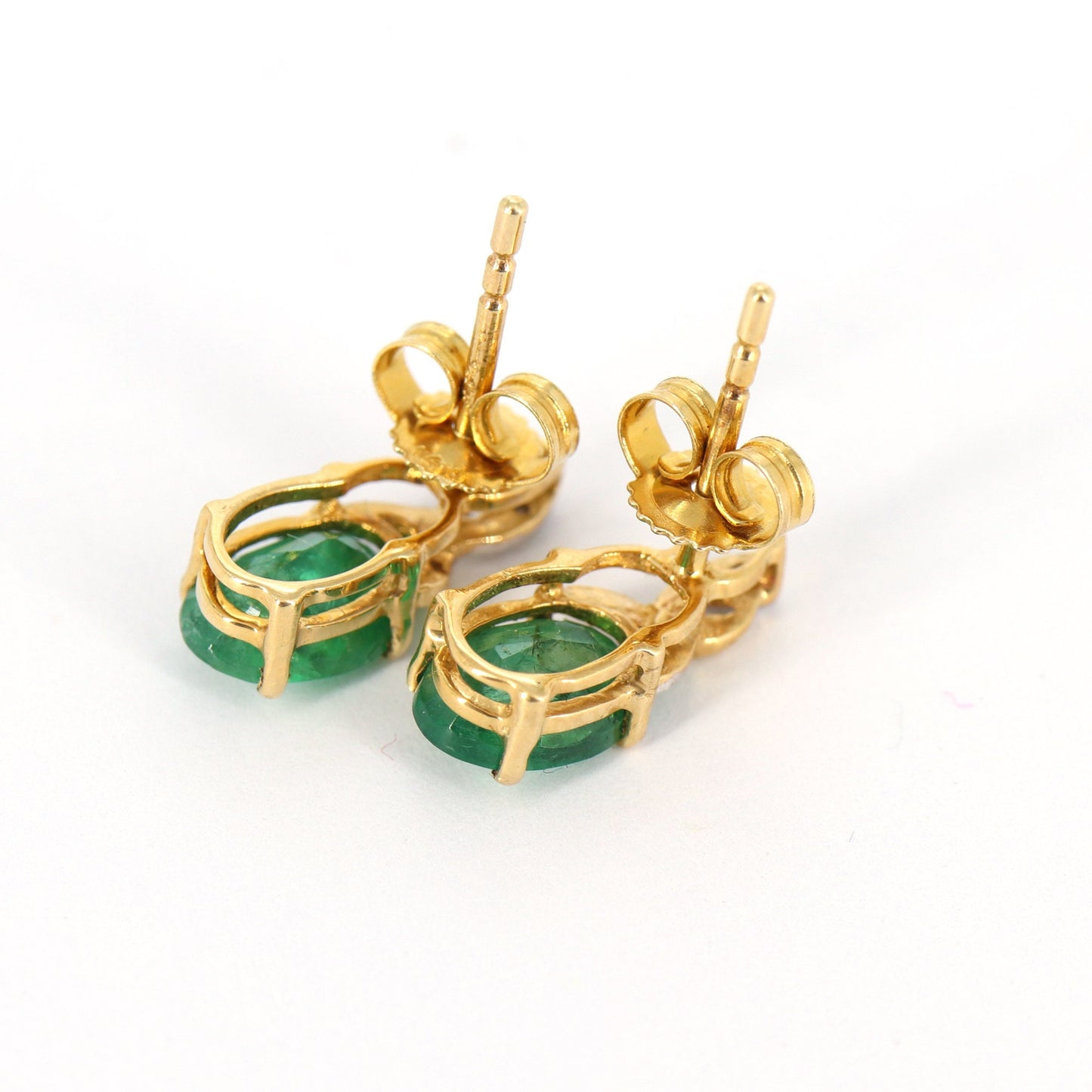 Oval Cut Emerald & Earring 14K Gold