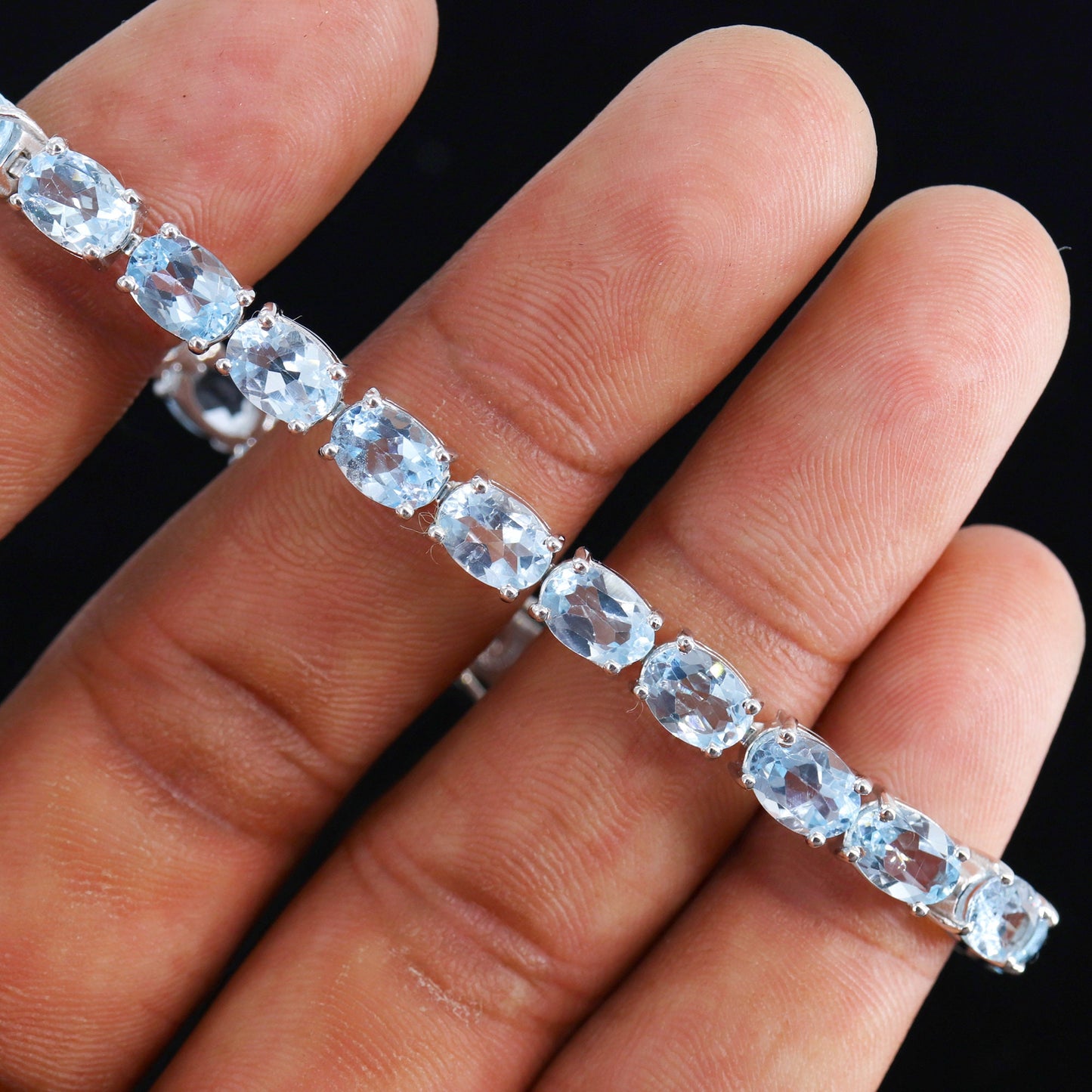 Faceted Blue Topaz Bracelet Silver