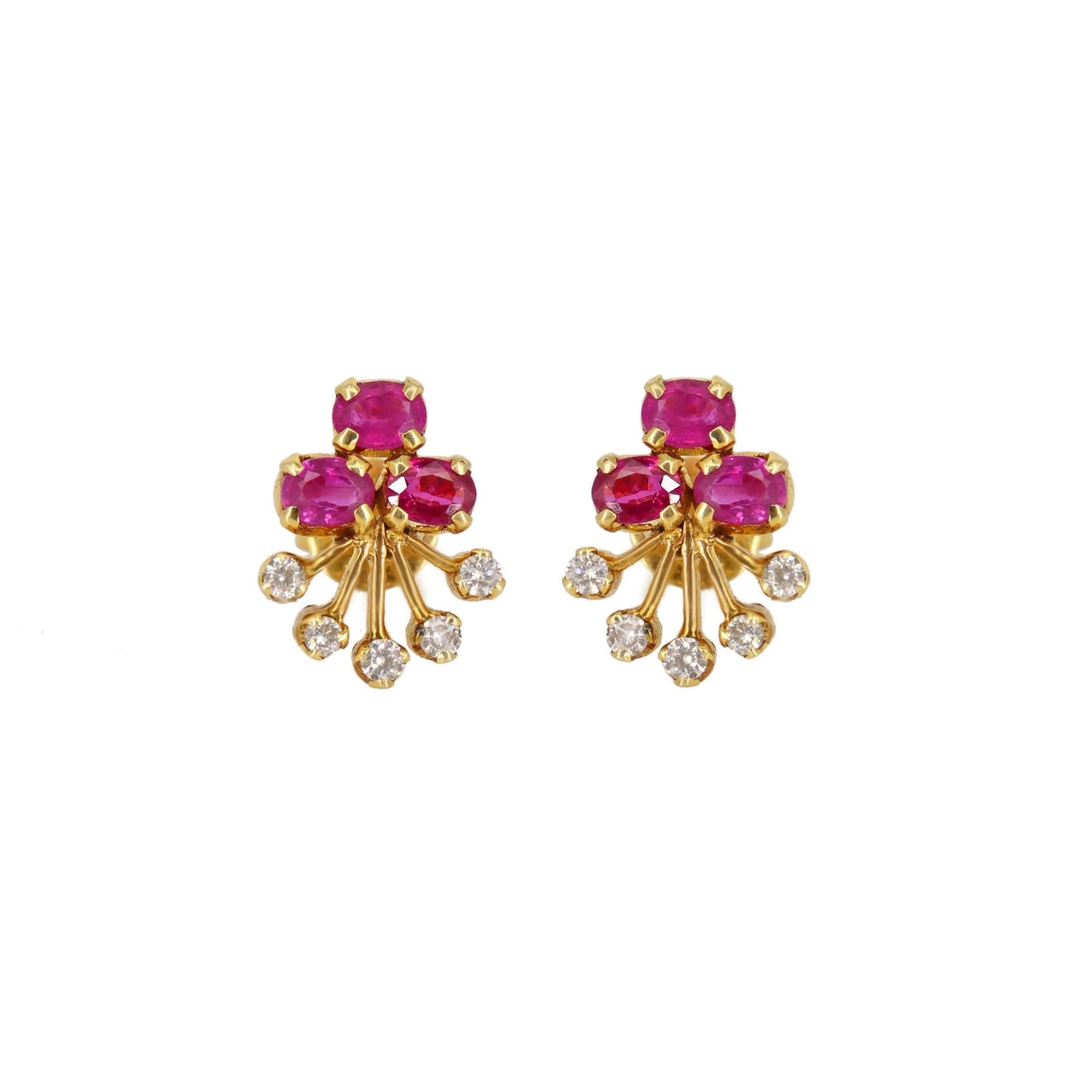 Ruby Studs Yellow Ruby Studs Earring 18K Gold