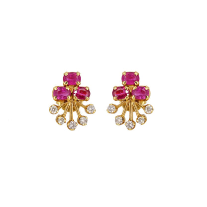 Ruby Studs Yellow Ruby Studs Earring 18K Gold