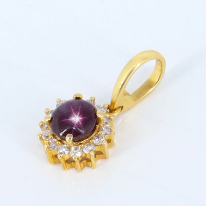 Dainty Star Ruby Pendant 18K Gold