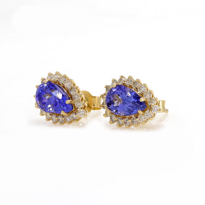 Pear Shape Engagement Stud Earring 14K Gold
