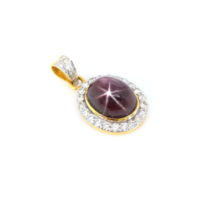 Yellow Vintage Design Ruby Star Pendant 14K Gold