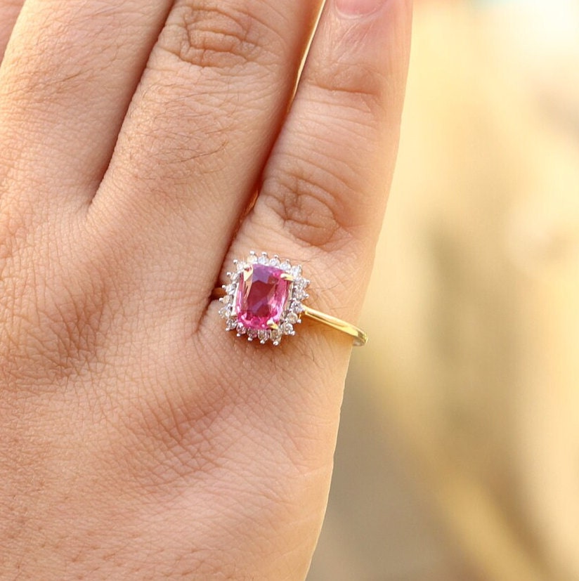 Pink Sapphire Ring 14K Gold