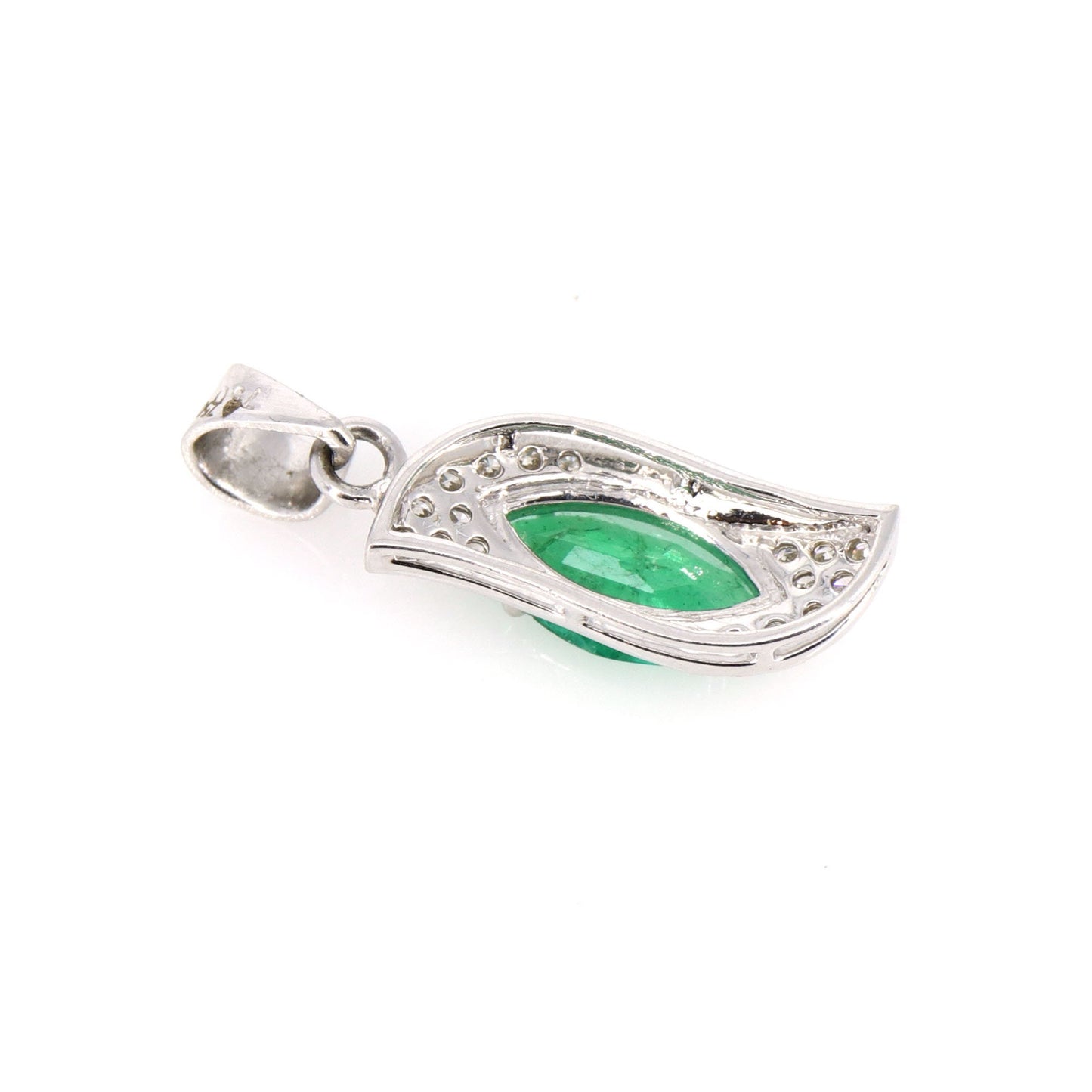 Marquise Cut Green Emerald Pendant 18K Gold