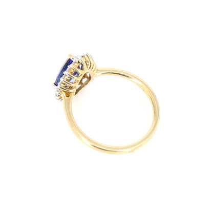 Yellow Blue Sapphire Engagement Ring 14K Gold
