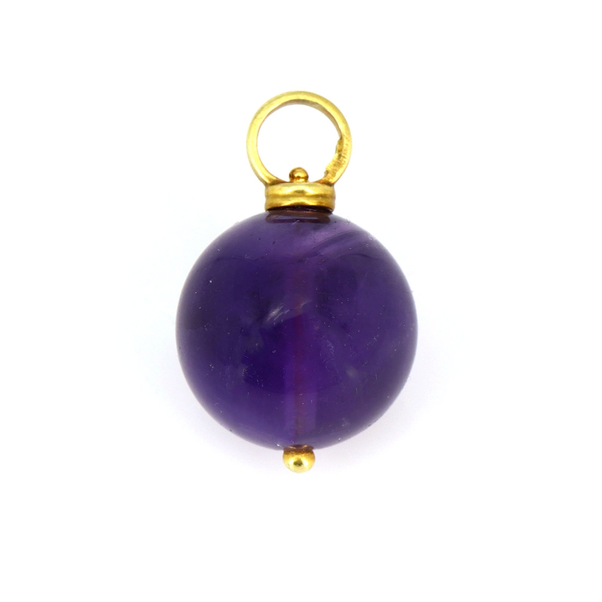 Yellow Estate Amethyst Ball Drop/Dangle Pendant 18K Gold