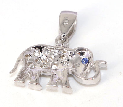 Blue Sapphire White Elephant Pendent White Pendant 14K Gold