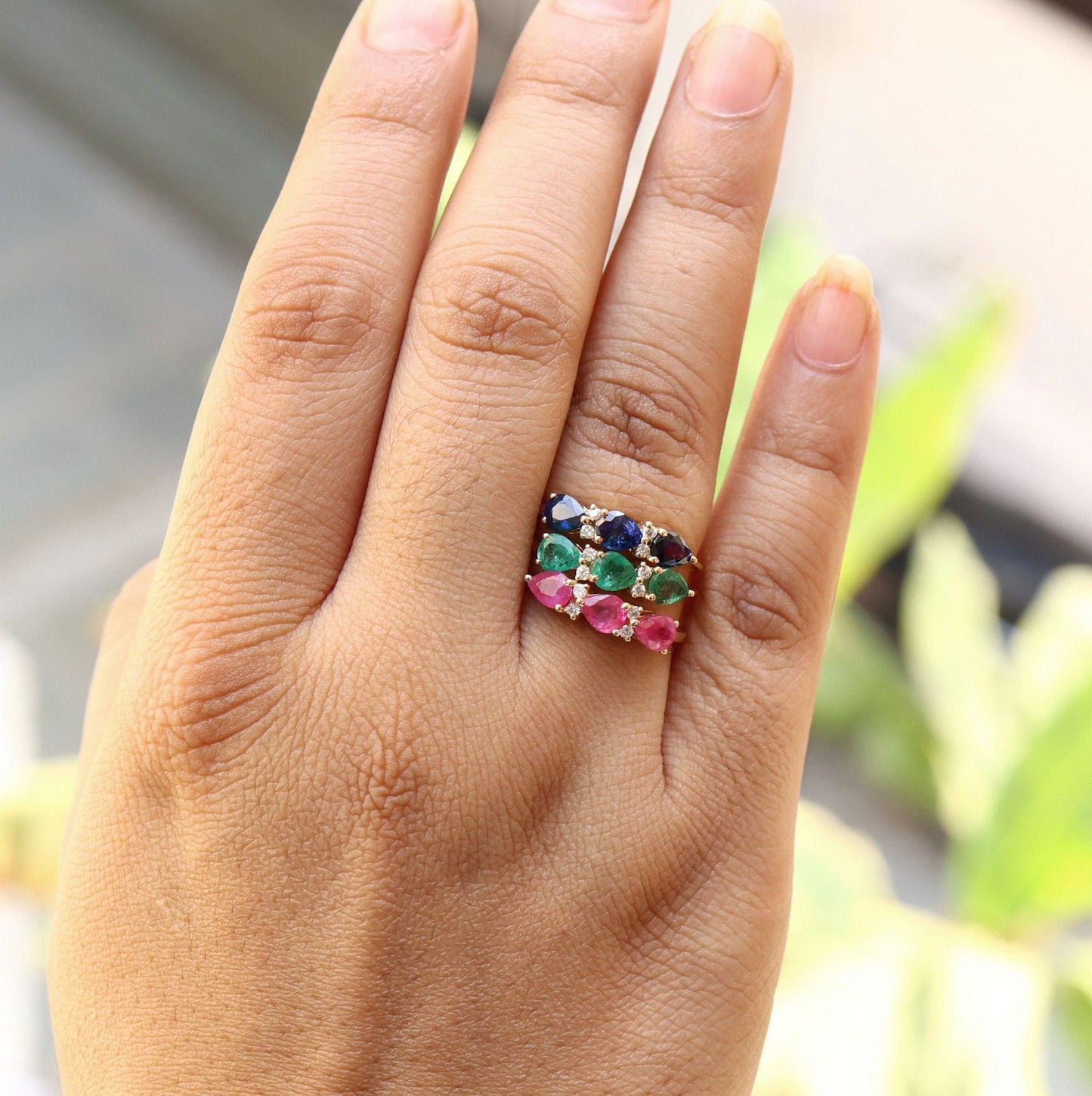 Pear Sapphire Ring 14K Gold