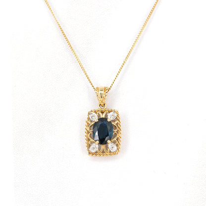Blue Sapphire Pendant 14K Gold
