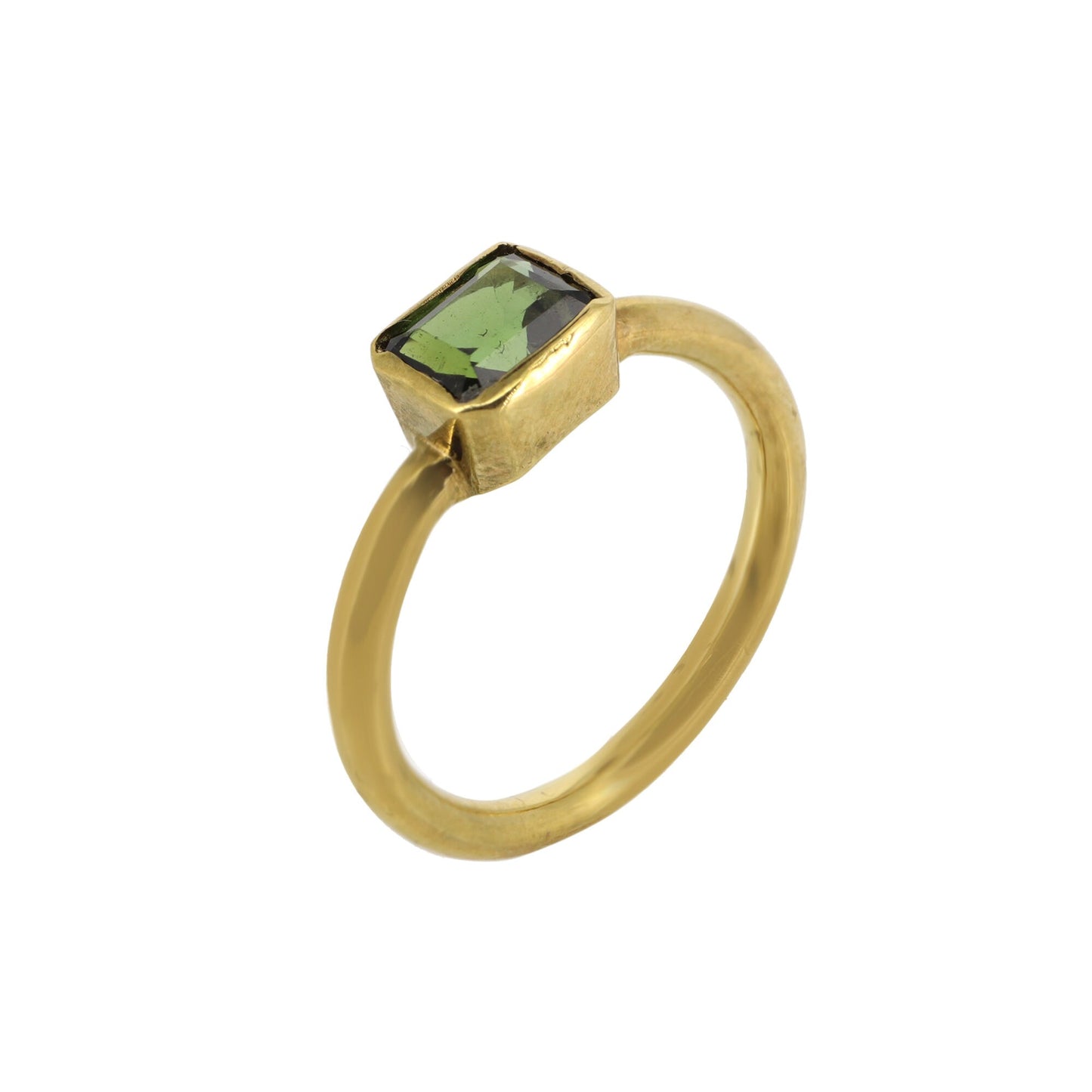 1.18 Green Tourmaline Ring 18K Gold