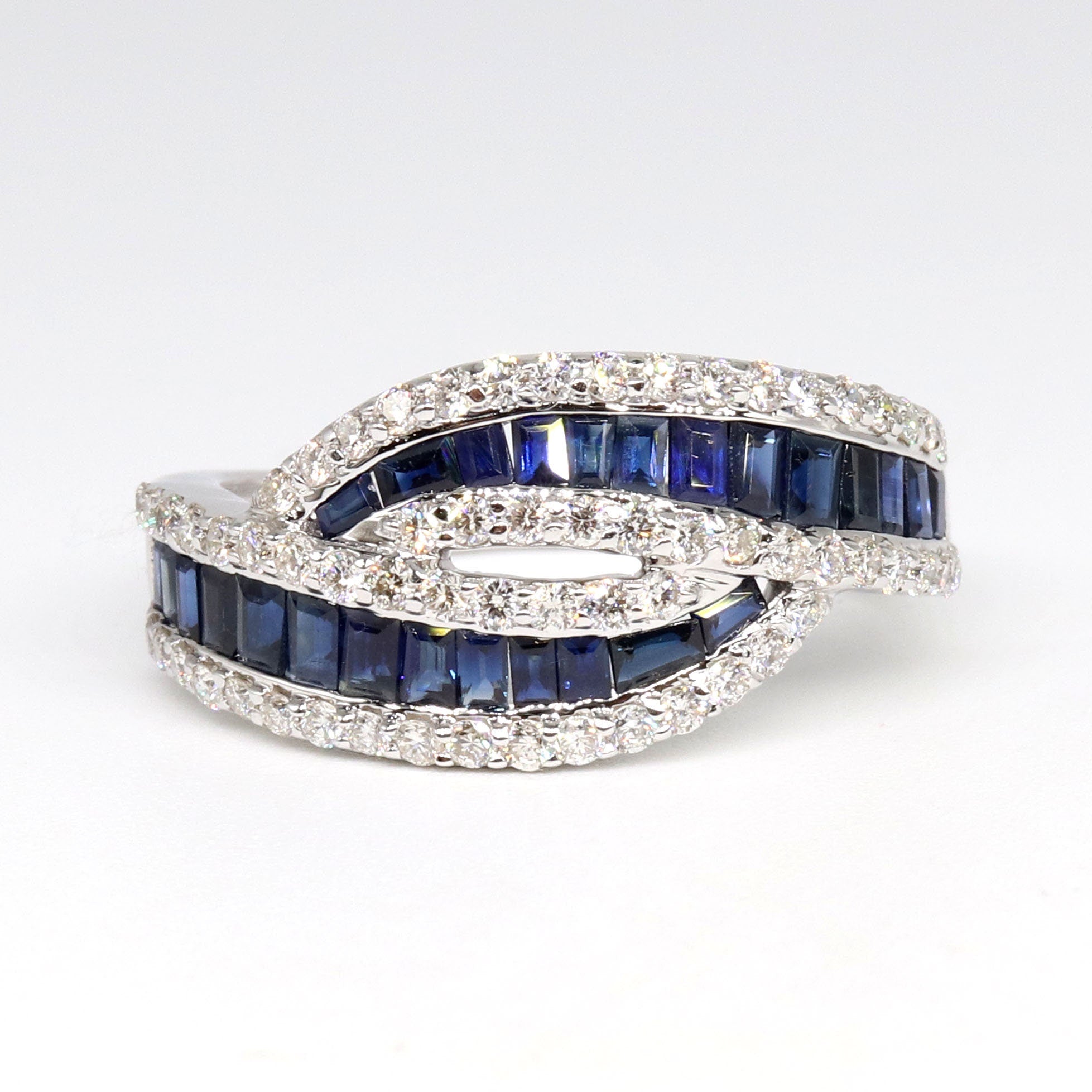 Handmade White Blue Sapphire Ring 14K Gold