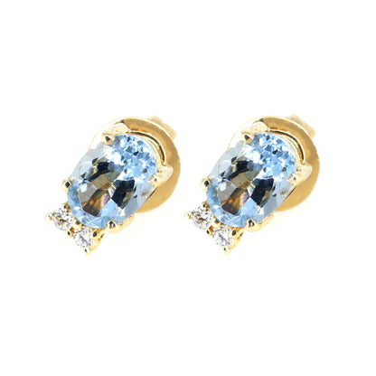 Aquamarine Stud Earring 14K Gold