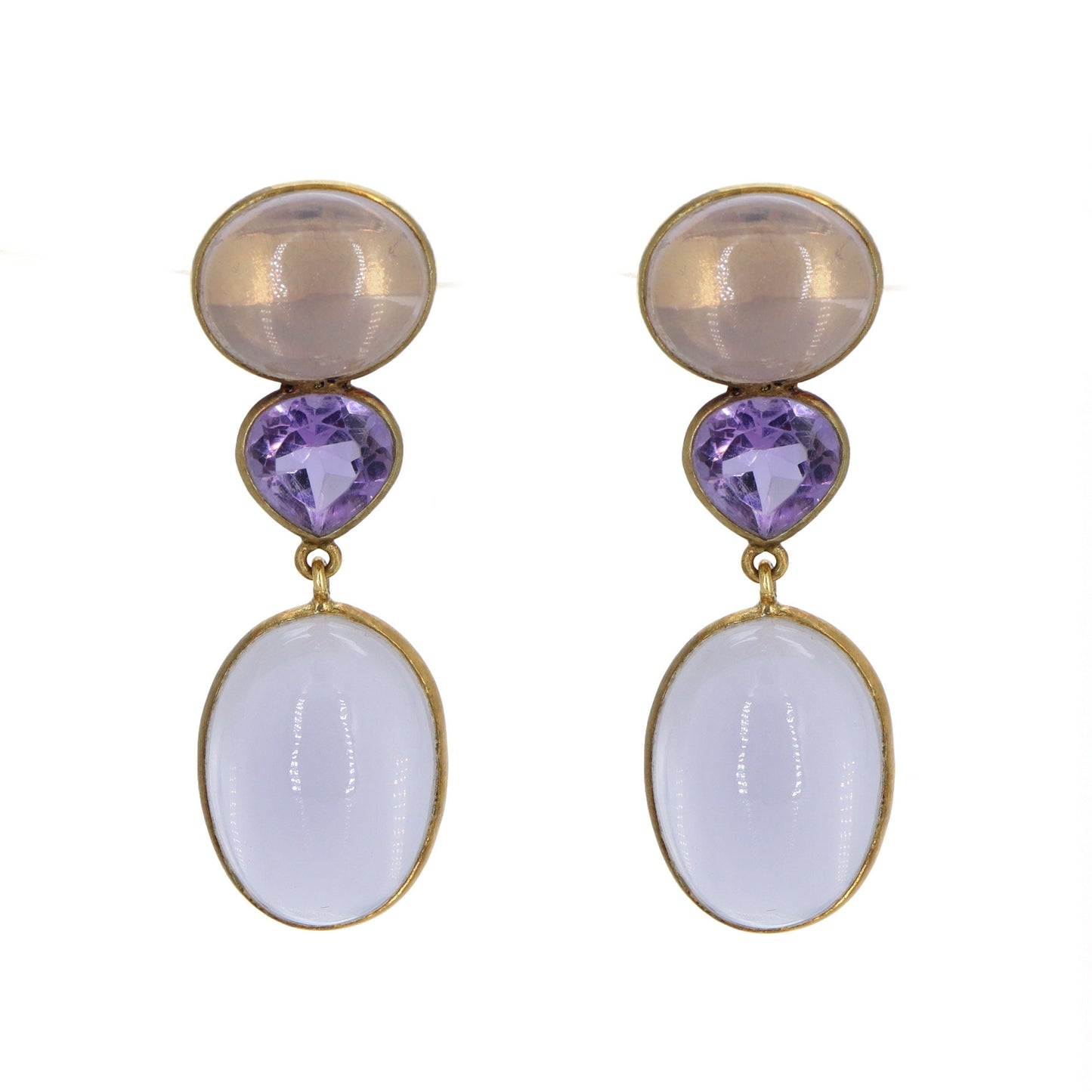 Rose Quartz Stone Earring 18K Gold