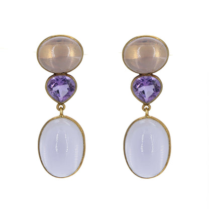 Rose Quartz Stone Earring 18K Gold