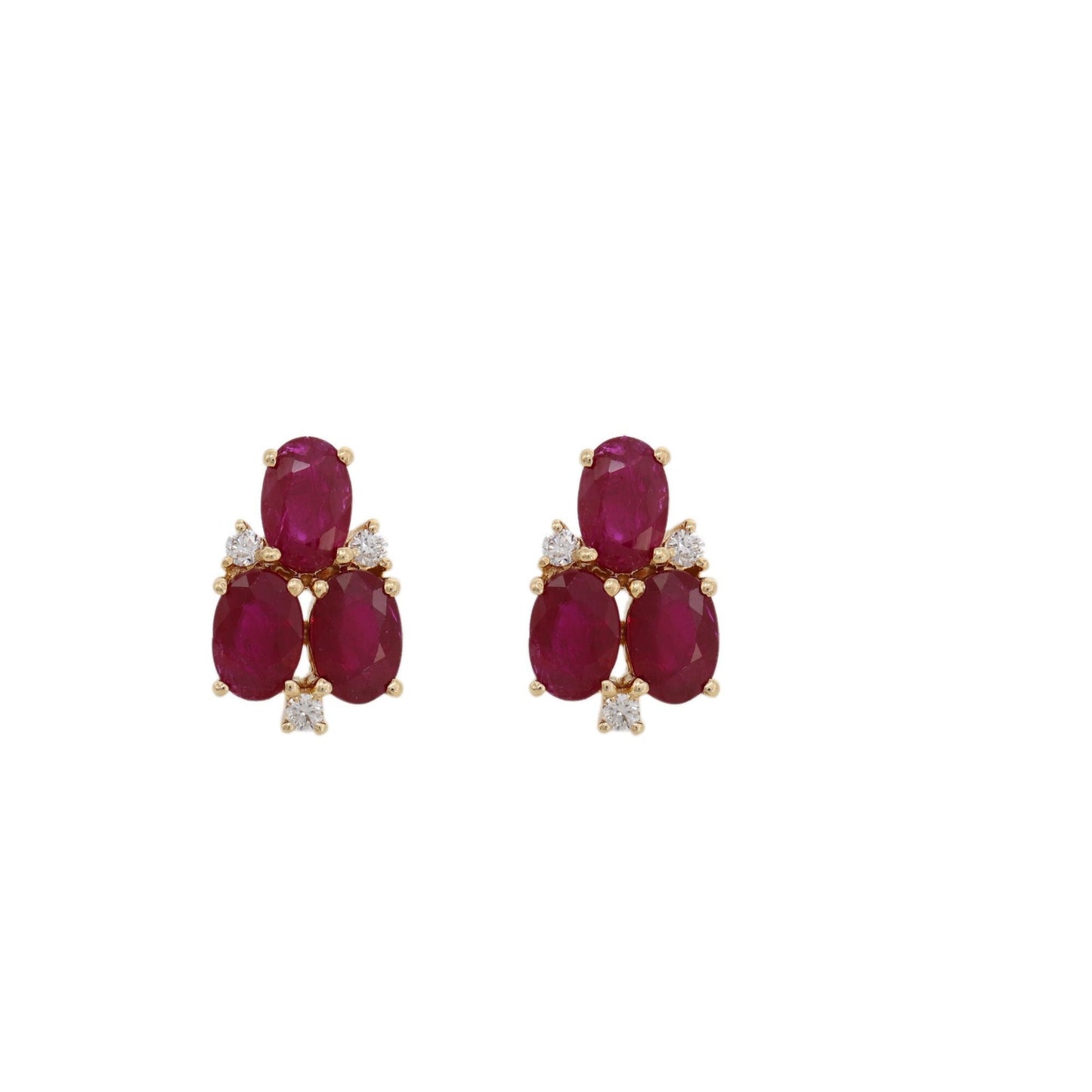 Handmade Ruby Stud Earring 14K Gold