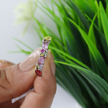 Classic Multi Sapphire Ring Silver
