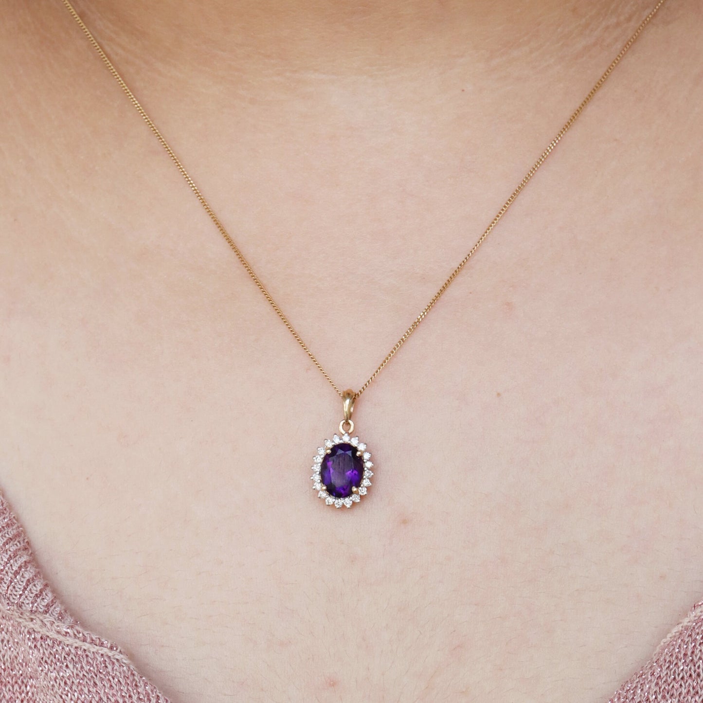Amethyst Pendant 14K Gold