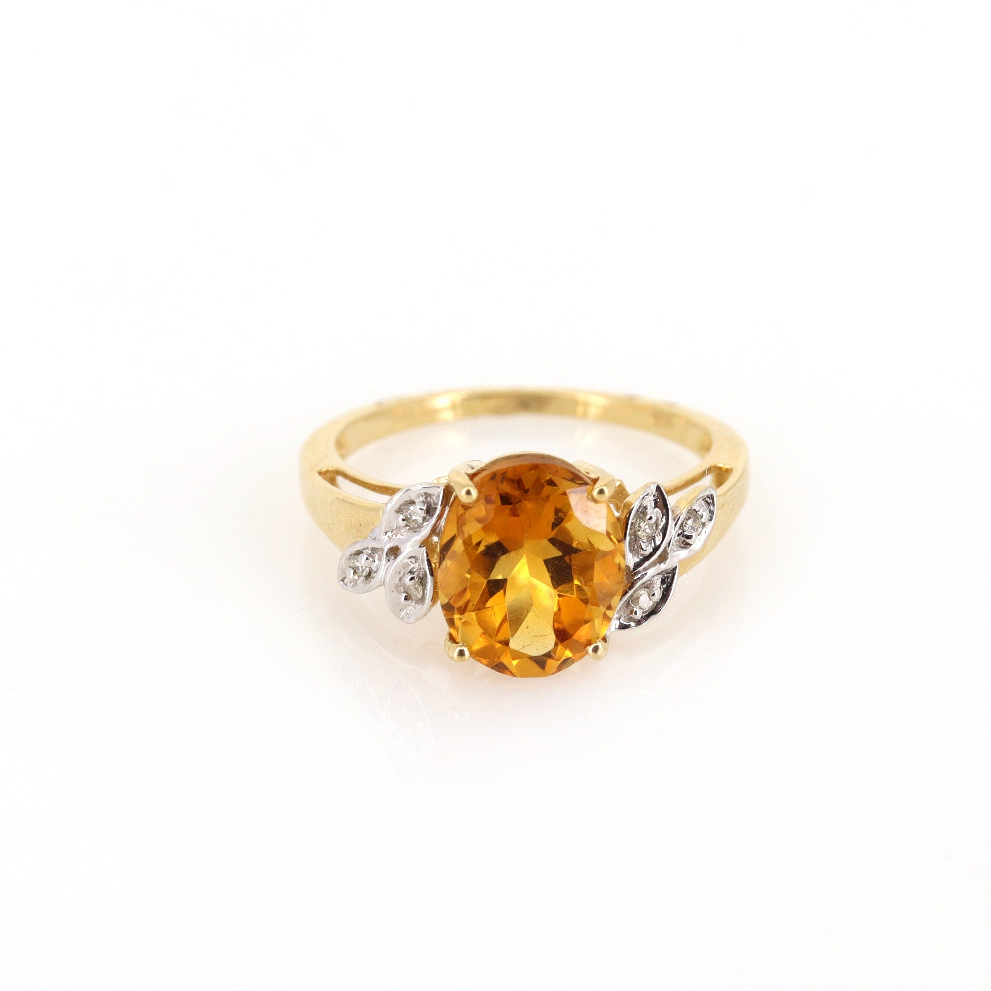 Yellow Citrine Statement Ring 14K Gold
