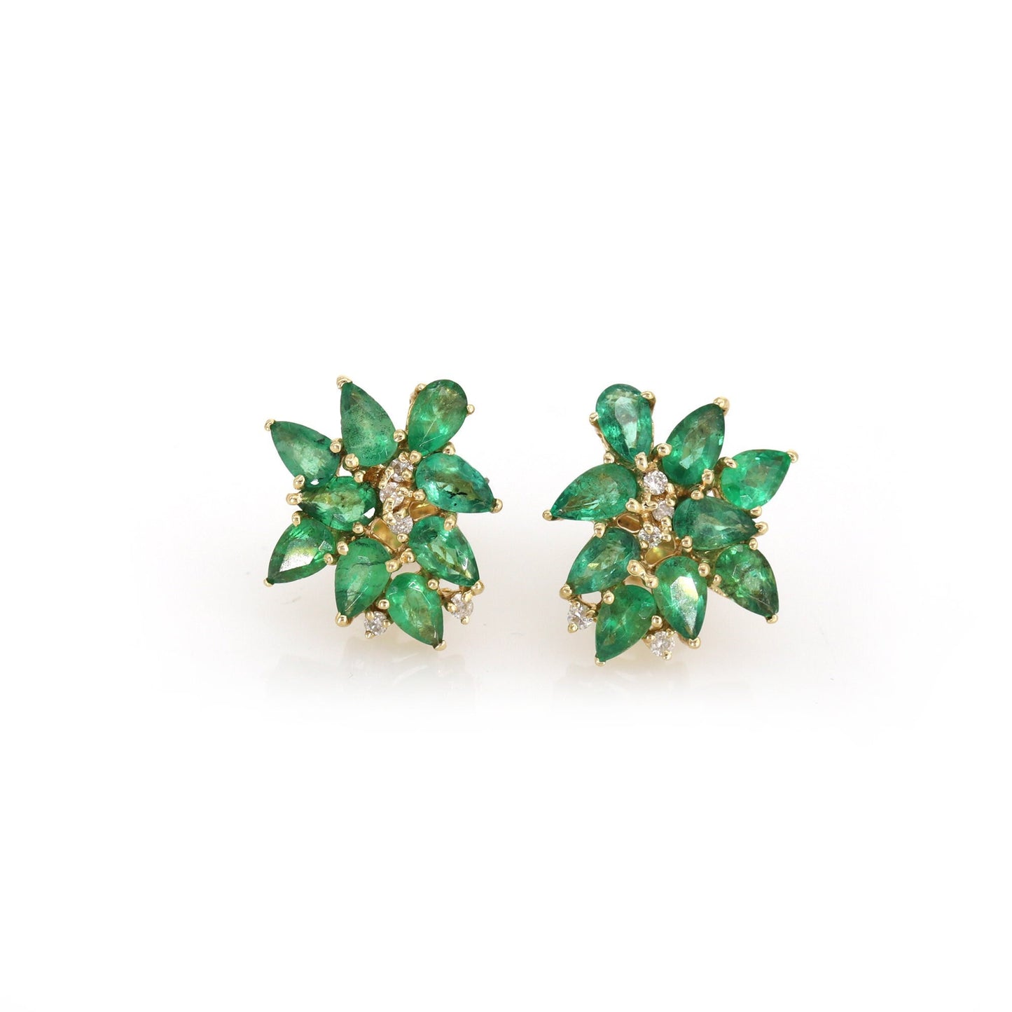 Yellow Women Studs / Emerald Earring 14K Gold