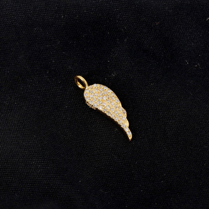 Small Angel Wing Charm Wing Pendant 14K Gold