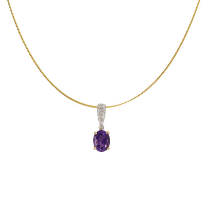 Unique Design Amethyst Necklace 14K Gold
