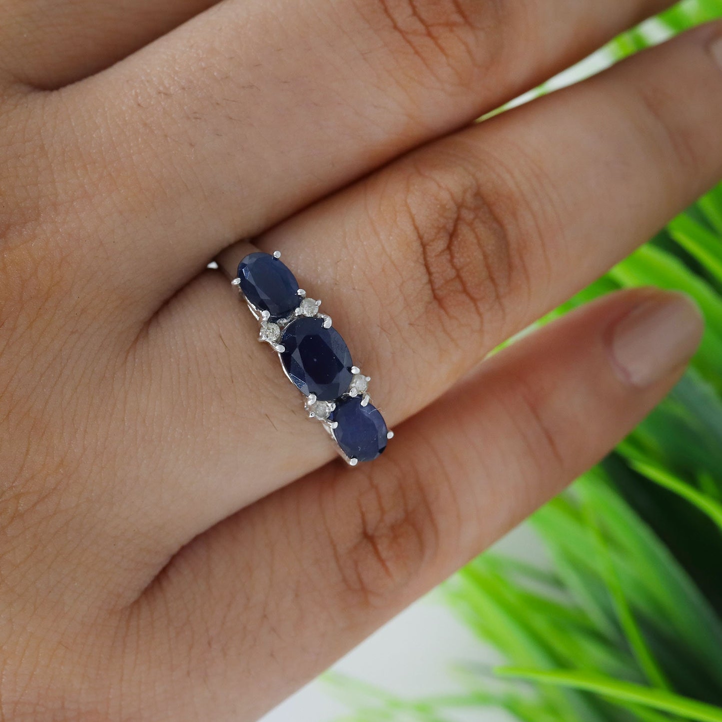 Blue Sapphire Engagement Ring Silver