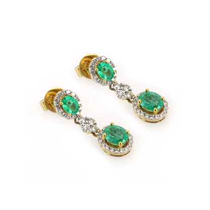 Yellow Oval Cut Emerald Earring 18K Gold